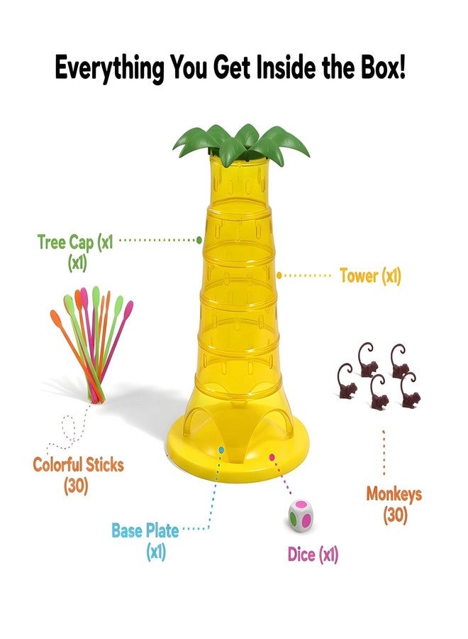 NIYANETAIL لعبة NIYANETAIL Tumbbling Monkey Tree Party Game | لعبة توازن وسحب عصي ممتعة للأطفال والعائلات | تتضمن قطع القرد وهيكل الشجرة | لعبة لوحية داخلية للحفلات للأعمار من 5 سنوات فما فوق - Image 3